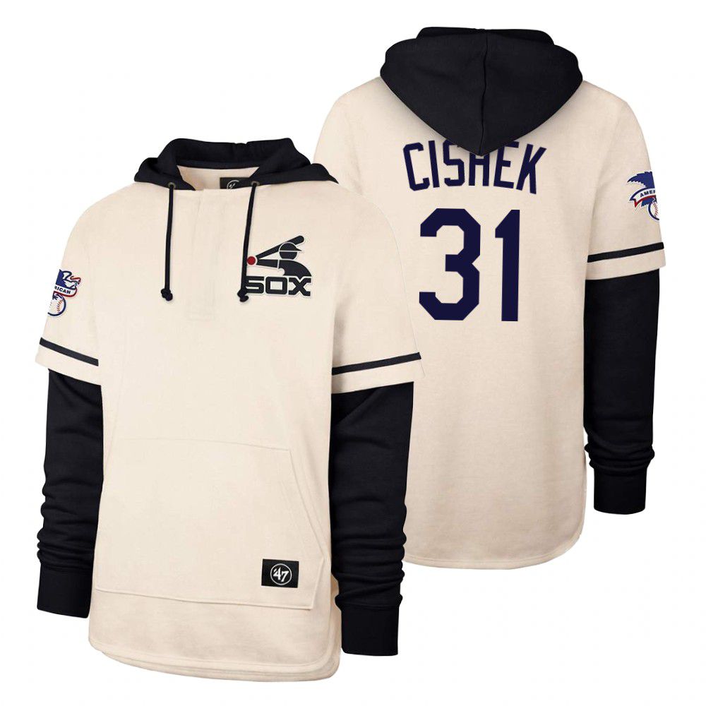 Men Chicago White Sox #31 Cishek Cream 2021 Pullover Hoodie MLB Jersey